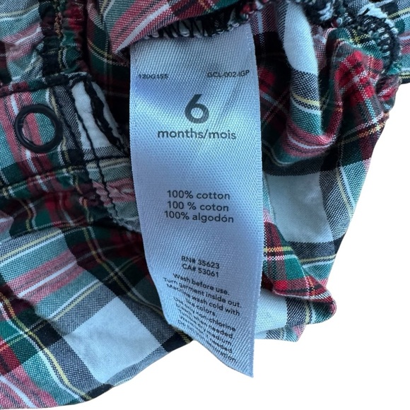 Carter’s Plaid Check Christmas Poplin Shirt Button Up Collared Baby Boy 6M - Picture 3 of 4